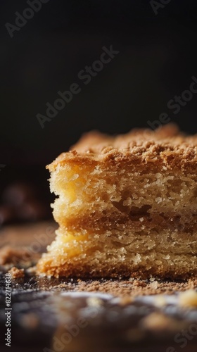 Macro food shot on the texture of coffee Cake. Copy space area for text. Background, banner, template, events card.