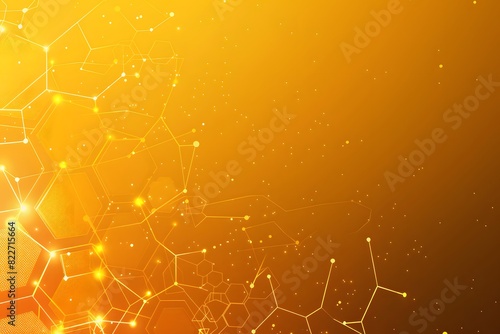 Yellow Orange Gradient Abstract Background with Hexagons and Dots