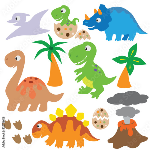 Cute little baby dinosaur  vector cartoon illustration
