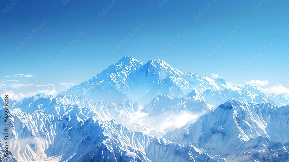 Fototapeta premium Majestic Snowcapped Mountain Range Under Clear Blue Skies - Perfect for Adventurous Visual Projects