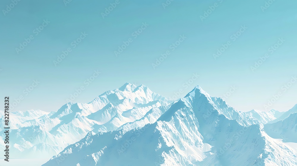 Fototapeta premium Majestic Snowcapped Mountain Range Landscape with Clear Blue Skies - Perfect for Adventure and Inspiration