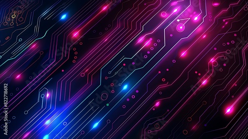 Neon Futurism - Glowing Circuit Board Patterns in Dark High-Tech Design for Cutting-Edge Technology Projects