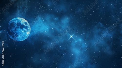 Enchanting Night Sky: Full Moon and Sparkling Stars Background for Serene Projects