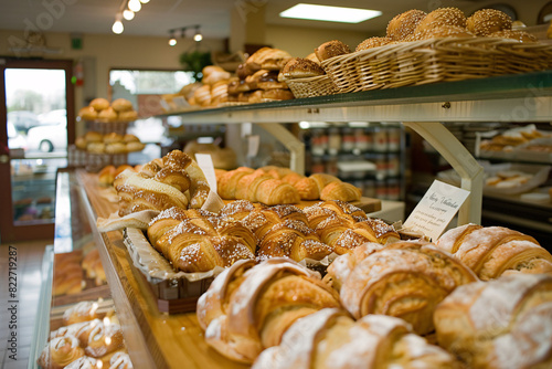  Artisan bakery with freshly baked bread croissants photo