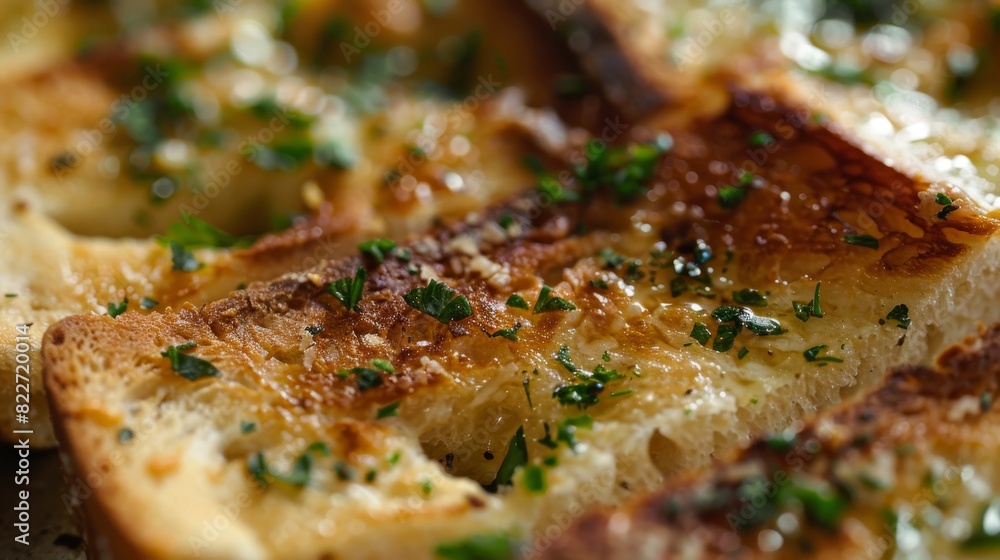 Macro food shot on the texture of garlic bread. Copy space area for text. Background, banner, template, events card. Macro food shot on the texture of garlic bread. Copy space area for text. Background, banner, template, events card.