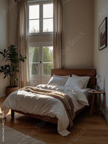 Cozy bedroom in the morning