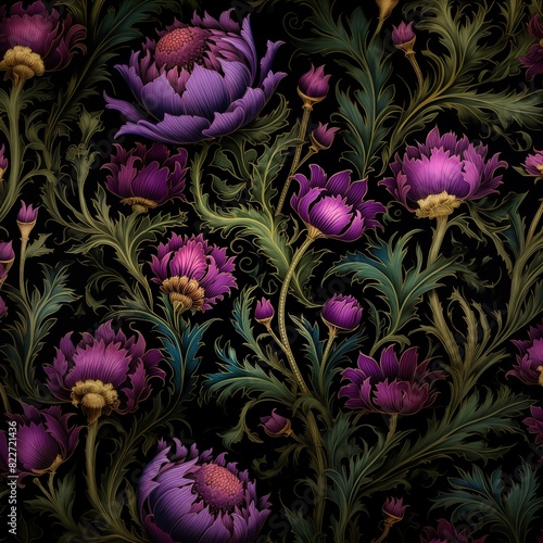 Flower pattern background thistle paisley