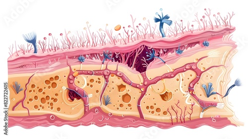 Stylized CrossSection of Skin Reveals Adorable BlueBowed Hair and Sweat Pores photo