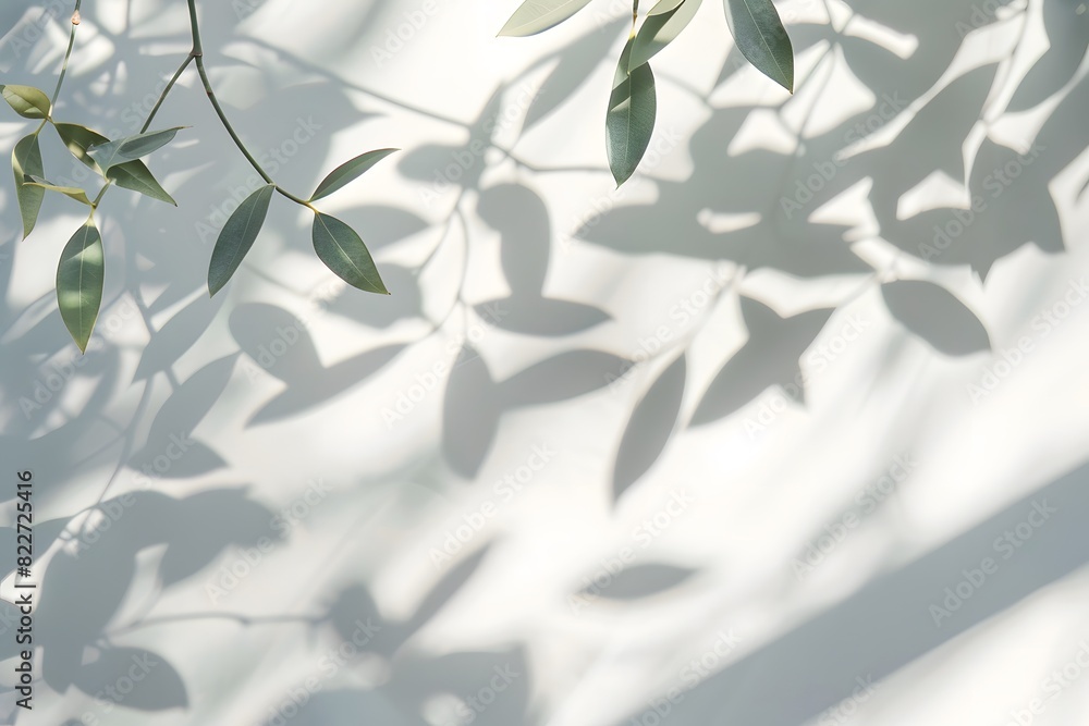 Obraz premium Abstract Background with Leaf Shadows on White Wall