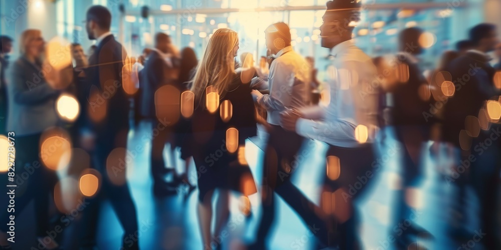 Blurred shot of business people at party in office center Blurred shot of business people at party in office center