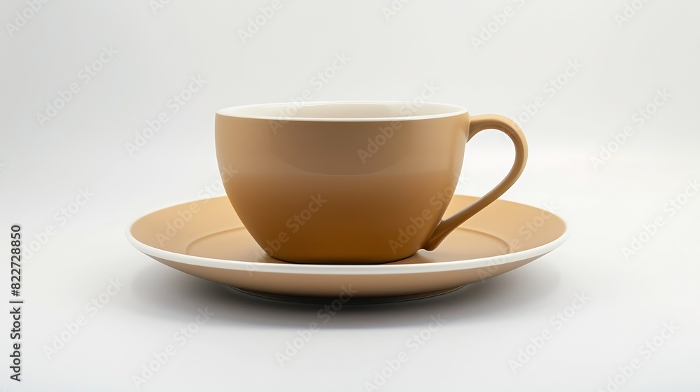 Coffee cup and saucer on a white background : Generative AI Coffee cup and saucer on a white background : Generative AI