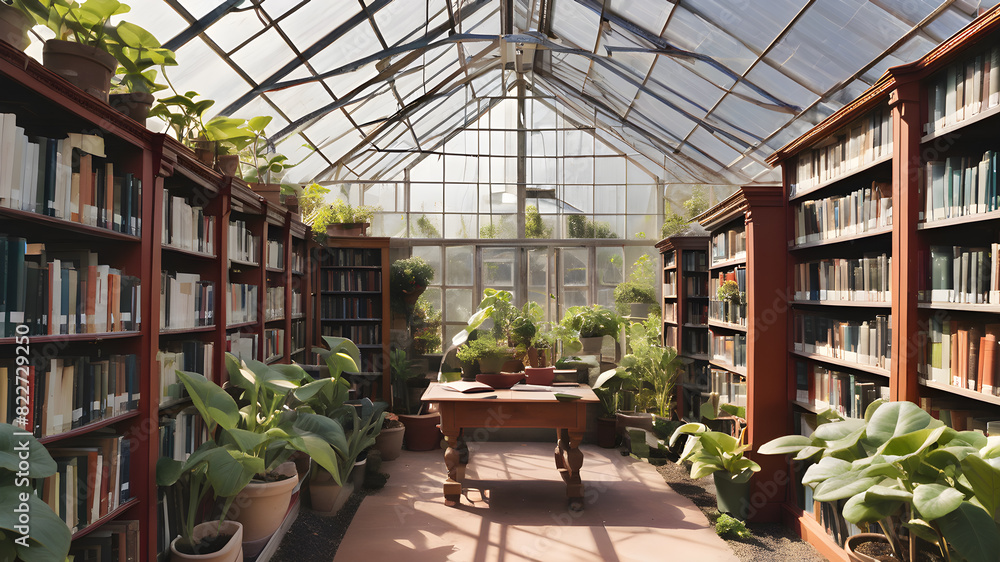 Library inside greenhouse, Generative AI Library inside greenhouse, Generative AI