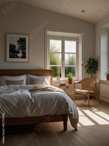 Cozy bedroom in the morning