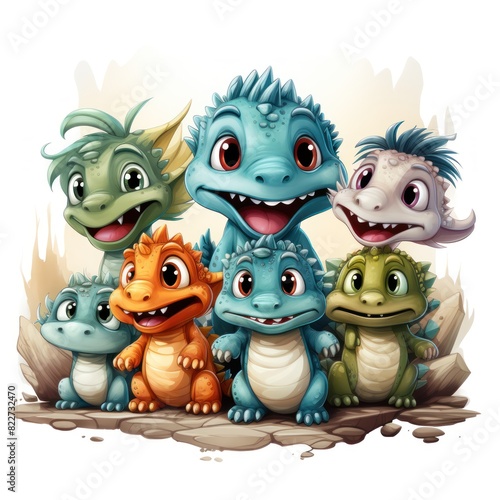 cartoon characters with cute dinosaur images © Dzikir