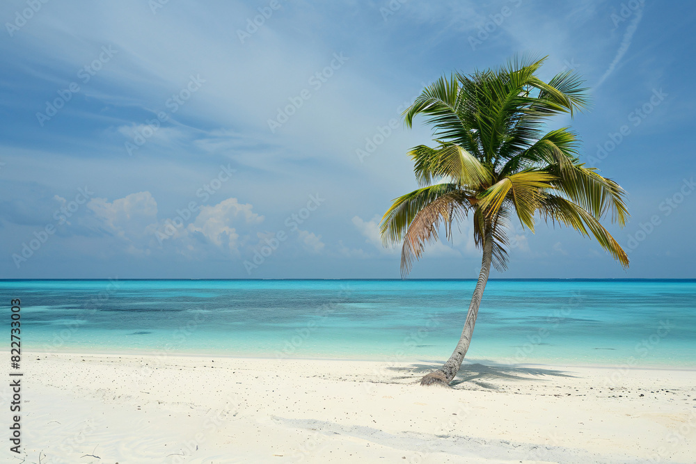 Tranquil beach scene with turquoise waters white sand Tranquil beach scene with turquoise waters white sand