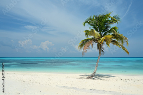 Tranquil beach scene with turquoise waters white sand