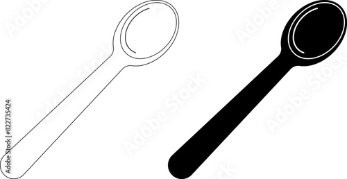 outline silhouette wooden spoon icon set