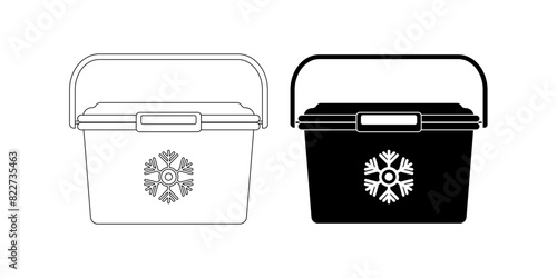 portable ice chest icon set isolated on white background