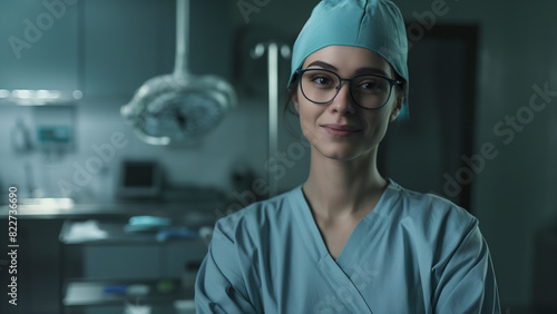 White female doctor smiling with folded arms