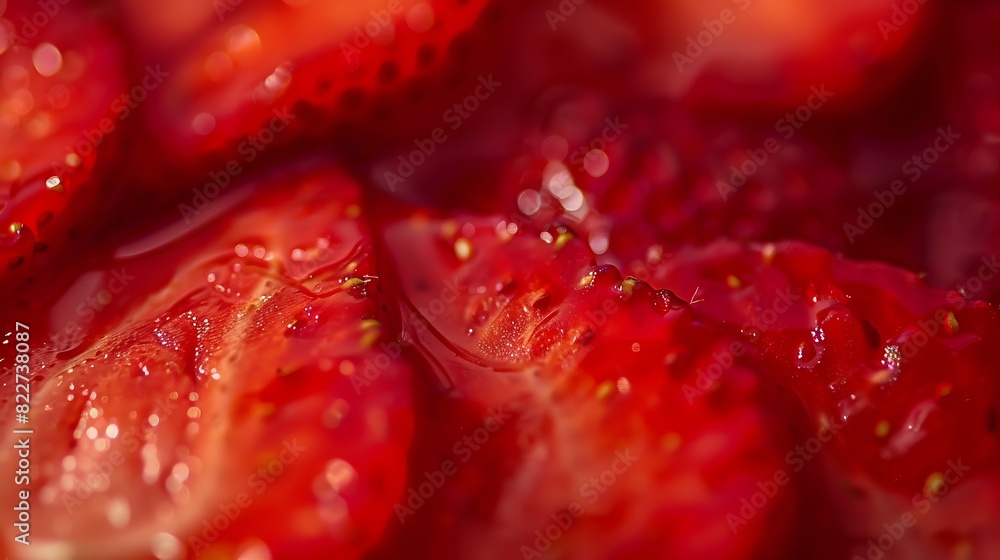 Strawberry background Blurred natural red background Texture of strawberry berries Beautiful sliced strawberries closeup Horizontal closeup nobody Healthy eating concept : Generative AI Strawberry background Blurred natural red background Texture of strawberry berries Beautiful sliced strawberries closeup Horizontal closeup nobody Healthy eating concept : Generative AI