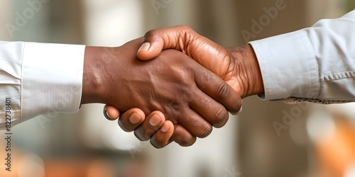 Simple image of diverse handshake symbolizes crosscultural unity and inclusivity. Concept Unity, Diversity, Inclusivity, Handshake, Cross-cultural
