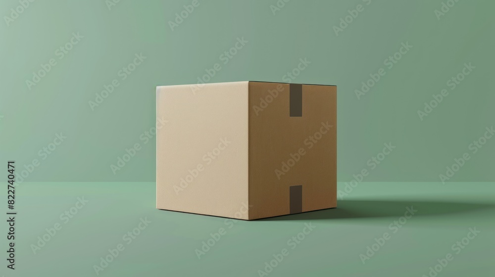 Fototapeta premium A cardboard box is sitting on a white background