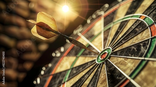 dart arrow hitting the bullseye on a dartboard concept illustration