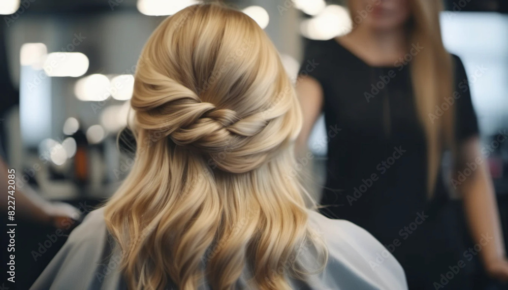Natural hairstyle with blond waves, ai Natural hairstyle with blond waves, ai