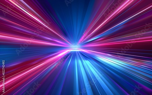 Abstract Blue and Red Light Background with Speed Lines