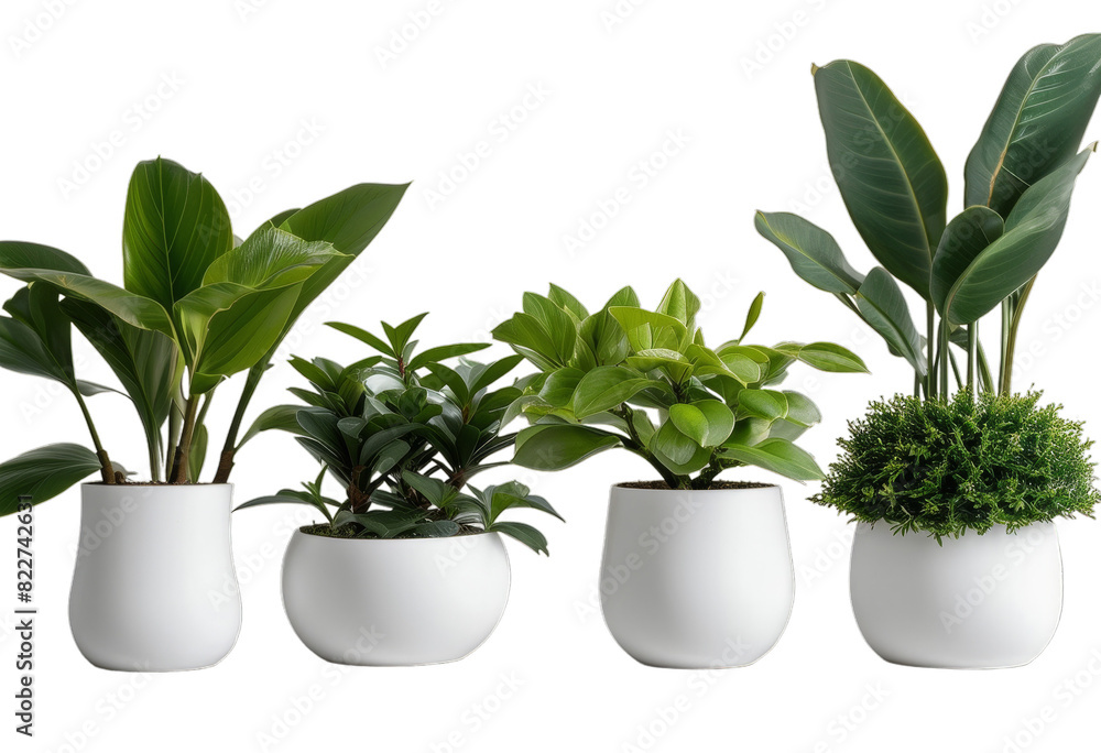 Obraz premium olated path png cutout background plants collection clipping ornamental transparent white pots 