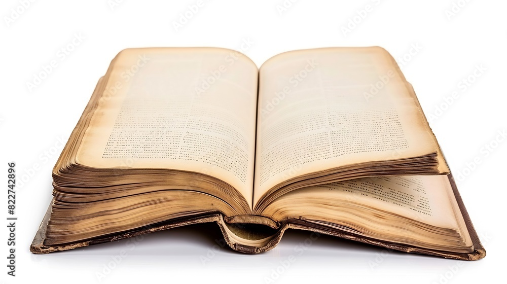 Open book on white background top view : Generative AI Open book on white background top view : Generative AI