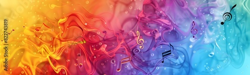 colorful music background with note photo
