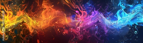 colorful music background with note photo