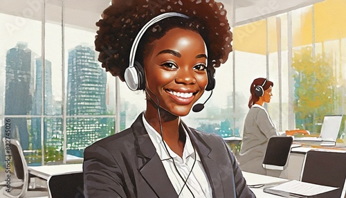 black woman working at a call center