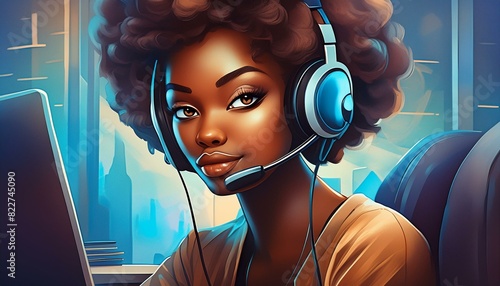 black woman working at a call center