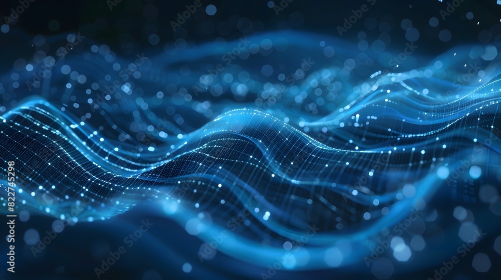 Abstract Blue Background with Digital Wave of Particles Abstract Blue Background with Digital Wave of Particles