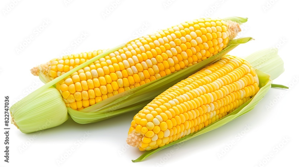 Fresh corn isolated on white background Clipping path : Generative AI Fresh corn isolated on white background Clipping path : Generative AI
