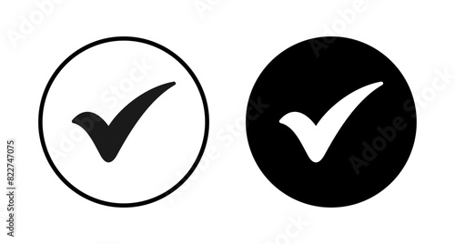 Check icon vector isolated on white background. check mark icon. check list button icon. Tick
