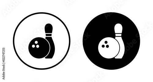 Bowling game Pin Icon vector isolated on white background. Bowling icon, ball and pin