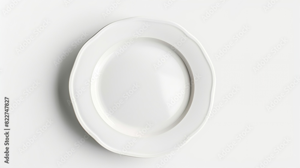 Clean empty ceramic plate isolated on white : Generative AI Clean empty ceramic plate isolated on white : Generative AI