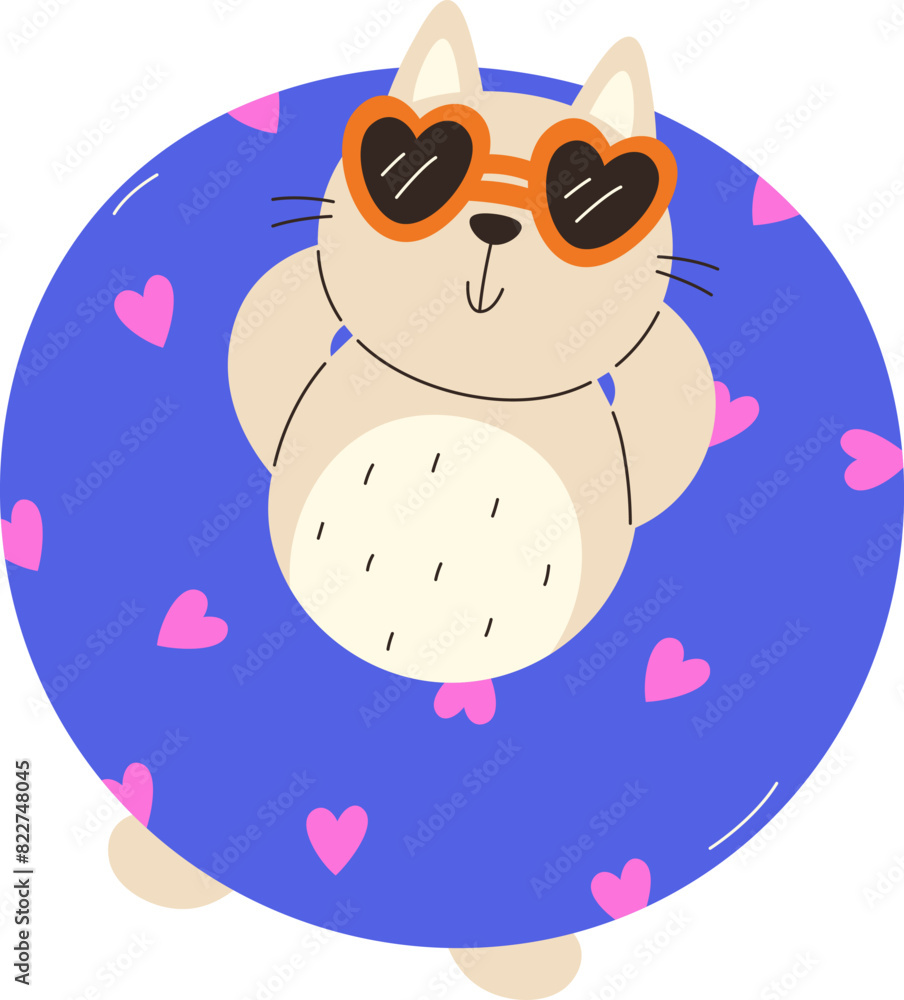 Cute Cat On Swimming Ring Cute Cat On Swimming Ring