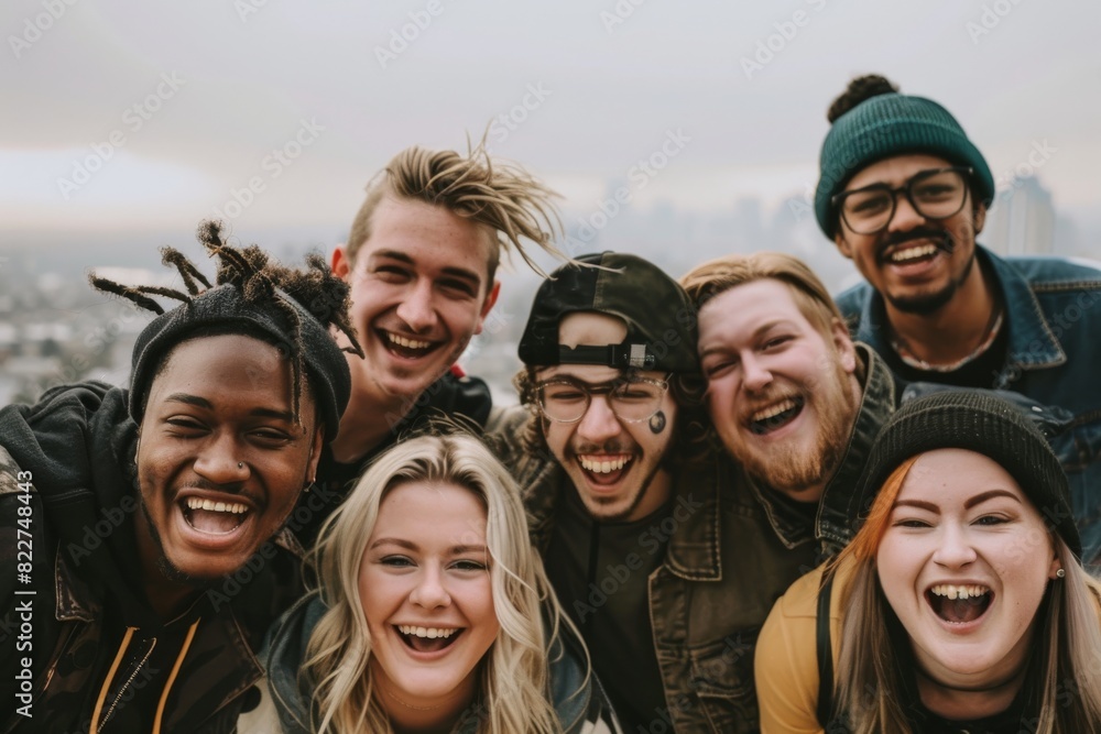 Group of diverse friends having fun together outdoors - Young people bonding and having fun Group of diverse friends having fun together outdoors - Young people bonding and having fun