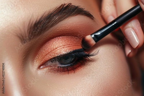 Close-up of applying eyeshadow on an eye © InfiniteStudio