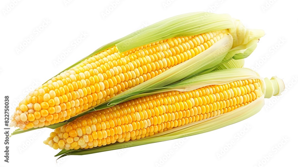 Fresh yellow corn isolated on white background Clipping path : Generative AI Fresh yellow corn isolated on white background Clipping path : Generative AI
