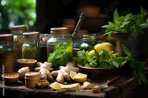 Traditional preparation of remedies with ginger., generative IA