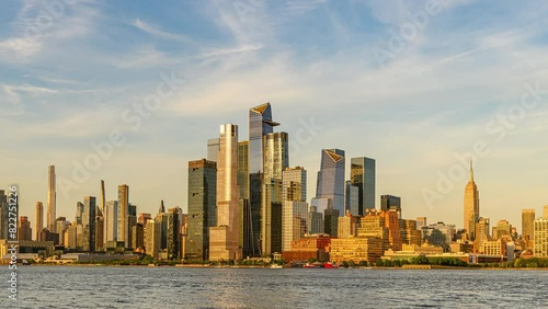 Golden Hour and Blue Hour Timelapse of Hudson Yards, NYC from Hoboken, May 2024