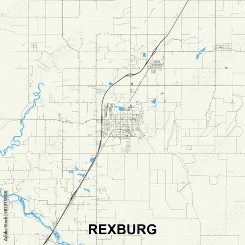 Rexburg, Idaho, United States map poster art