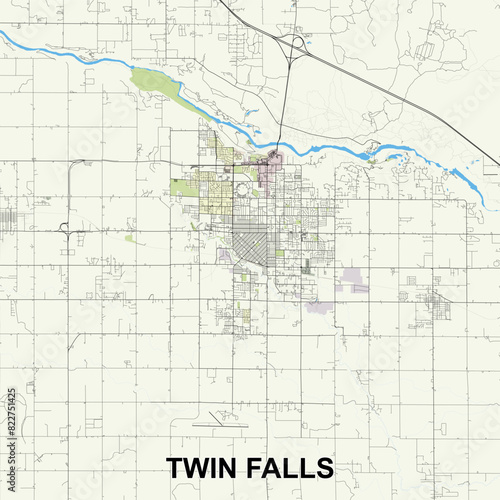 Twin Falls, Idaho, United States map poster art