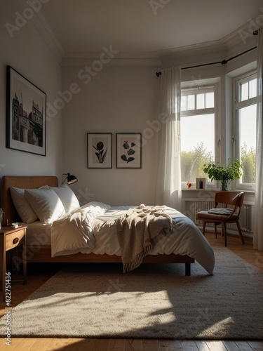 Cozy bedroom in the morning