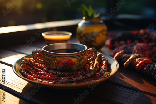 Traditional yerba tea Chimarrao gaucho from southern Brazil Flag Grando do Sul in , generative IA photo